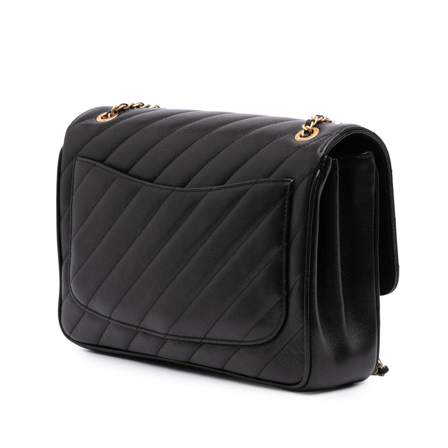 Chanel Diagonal Quilted Lambskin CC Signature Flap