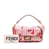 Fendi Zucca Embroidered Canvas Baguette Satchel