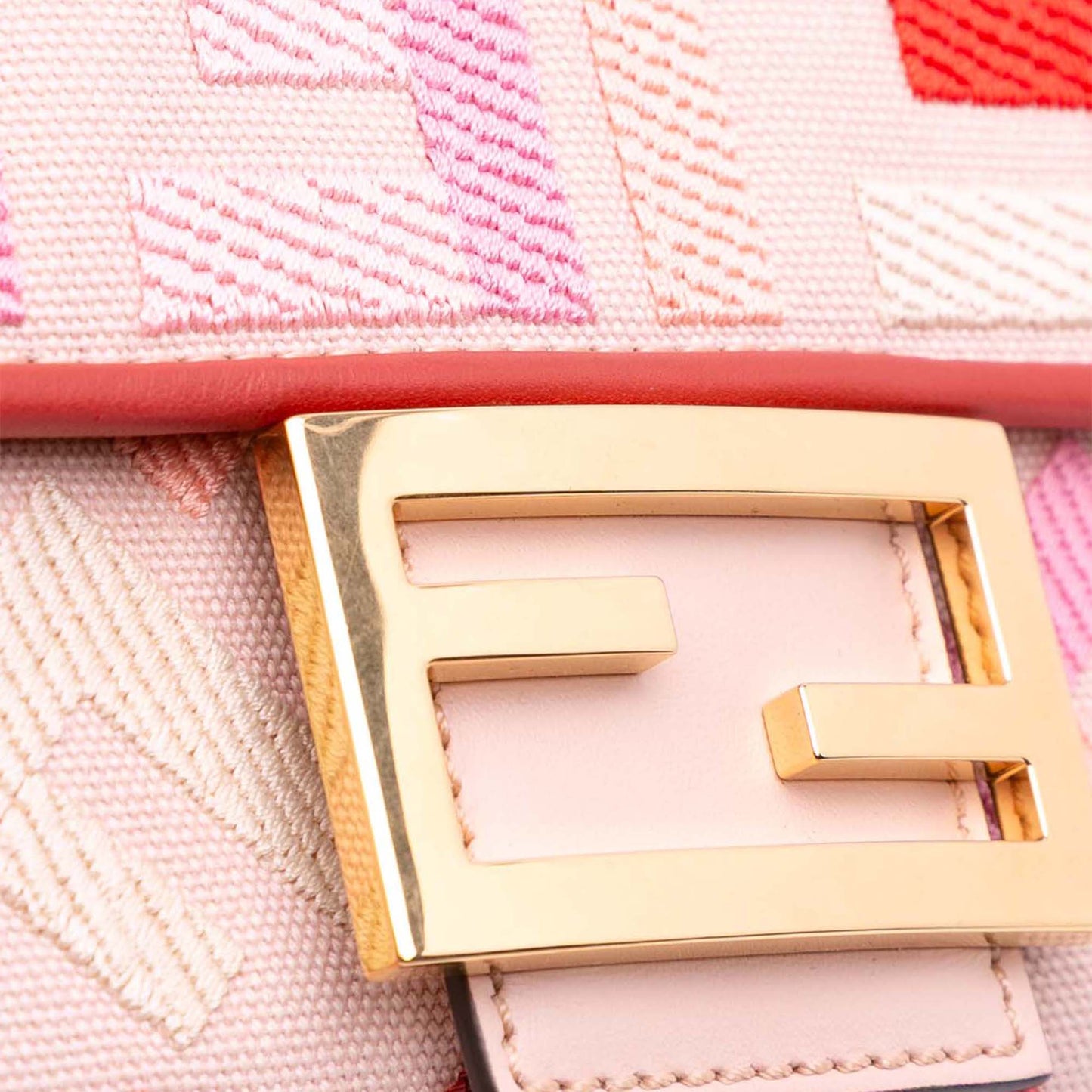 Fendi Zucca Embroidered Canvas Baguette Satchel