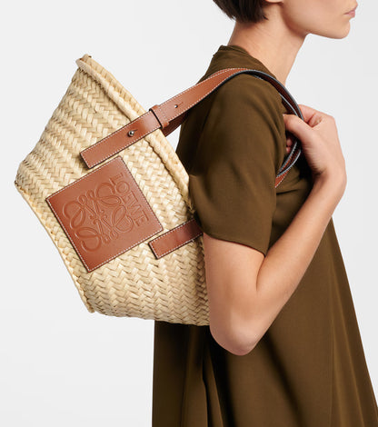 Loewe Small Raffia Anagram Basket Tote
