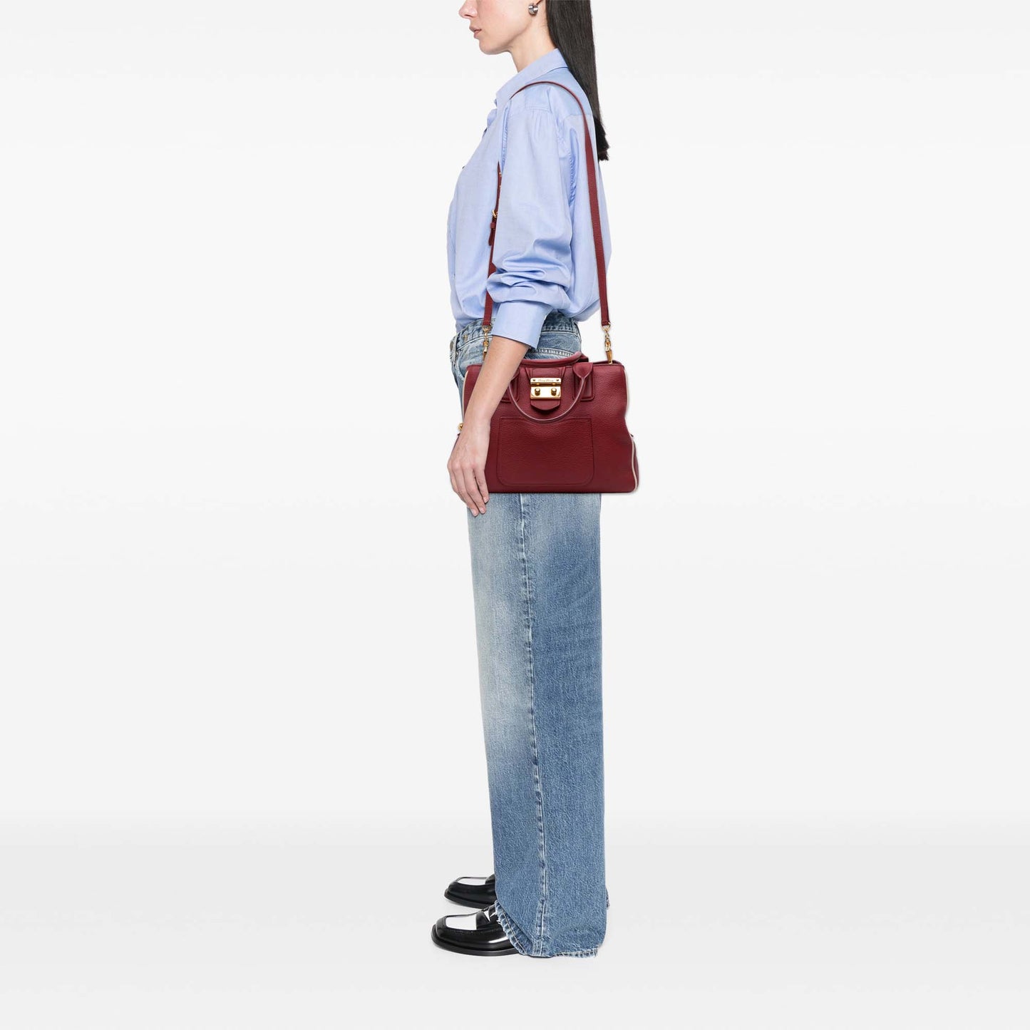 Miu Miu Goatskin Madras Satchel Bag