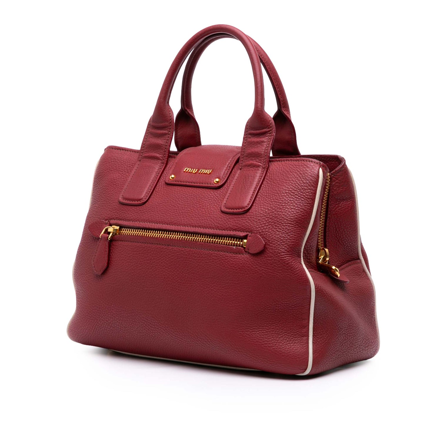 Miu Miu Goatskin Madras Satchel Bag