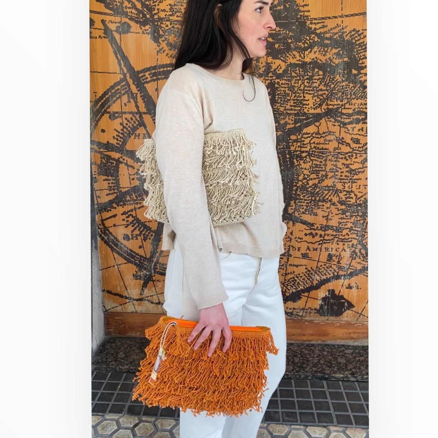 Fringe Clutch Natural