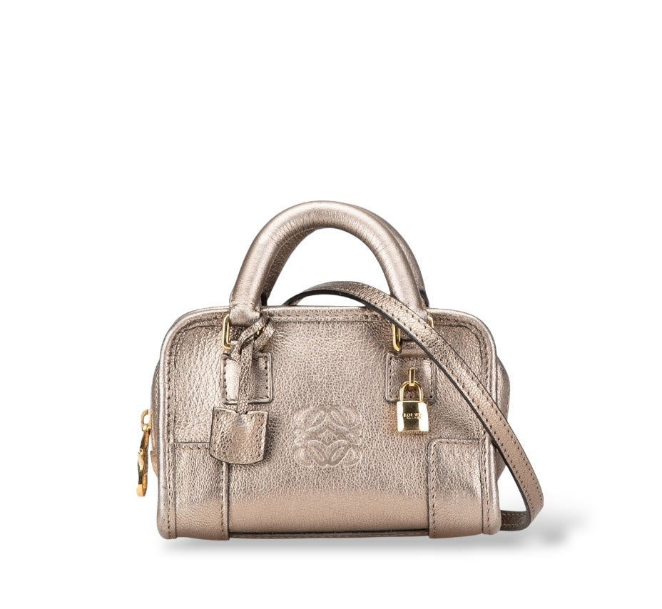 Loewe Micro Metallic Leather Amazona Satchel
