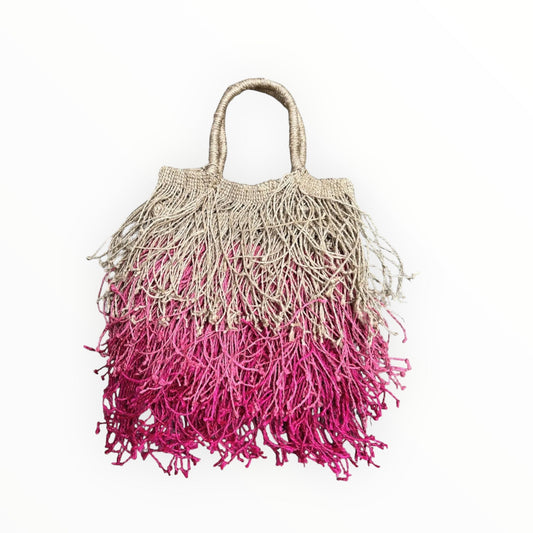 HANDMADE | Multi-Coloured Fringe Bag Pink