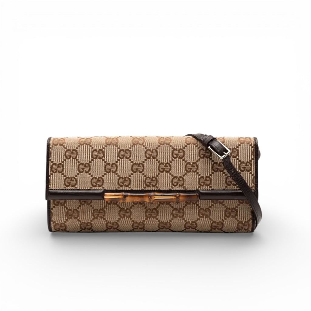Gucci GG Canvas Bamboo Wallet Crossbody