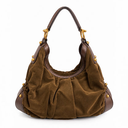 Gucci Large Suede Jockey Hobo Bag