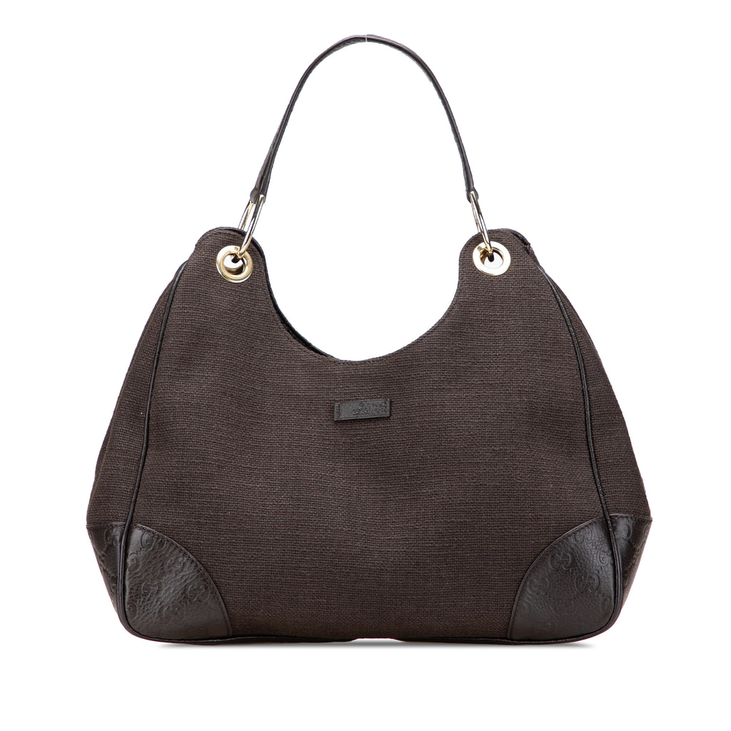 Gucci Guccissima Trimmed Canvas Shoulder Bag