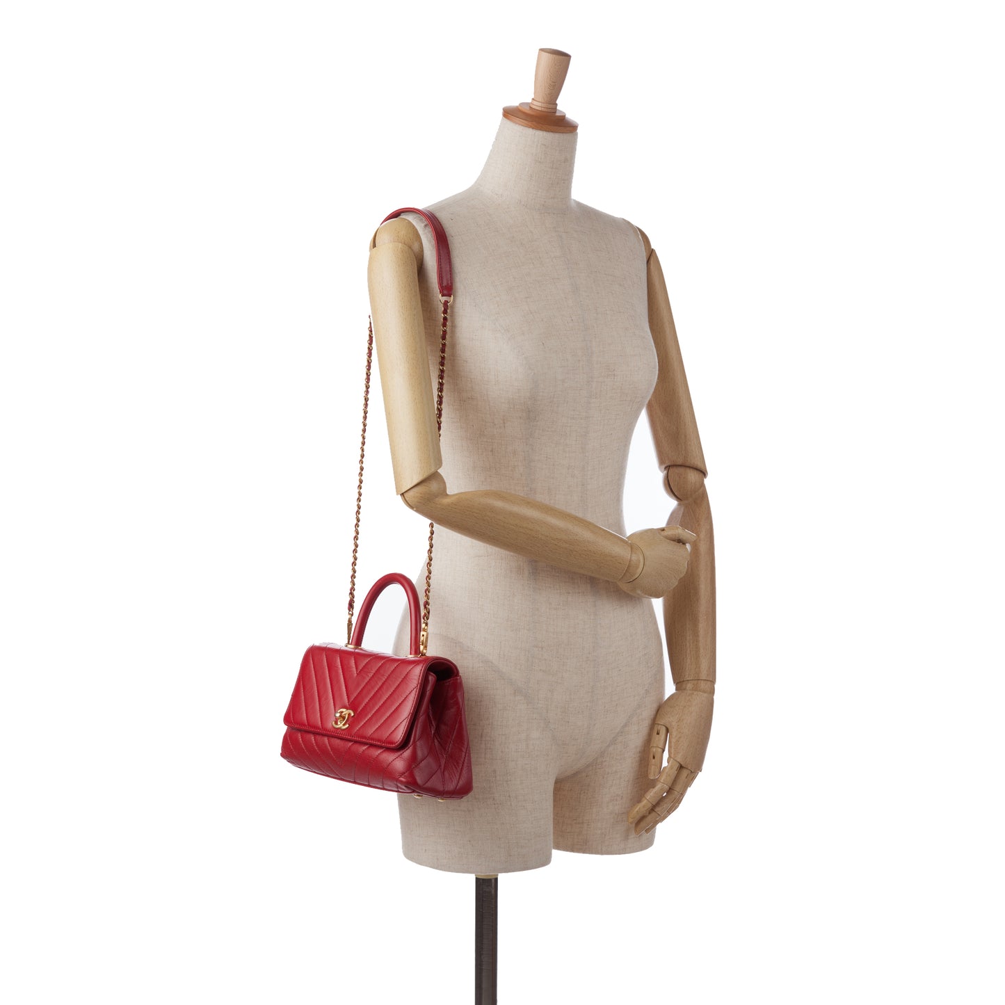 Chanel Small Lambskin Chevron Coco Top Handle Bag