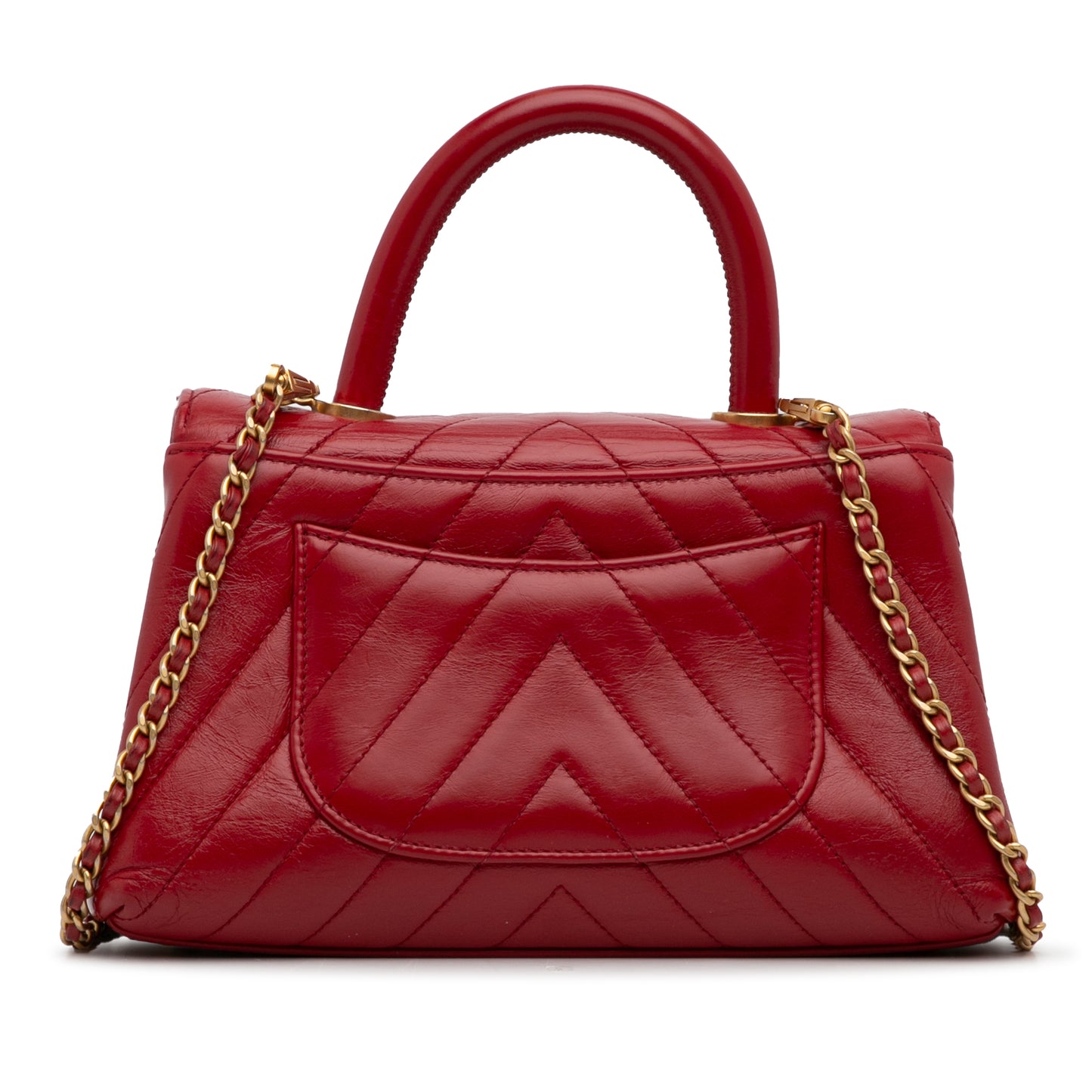 Chanel Small Lambskin Chevron Coco Top Handle Bag