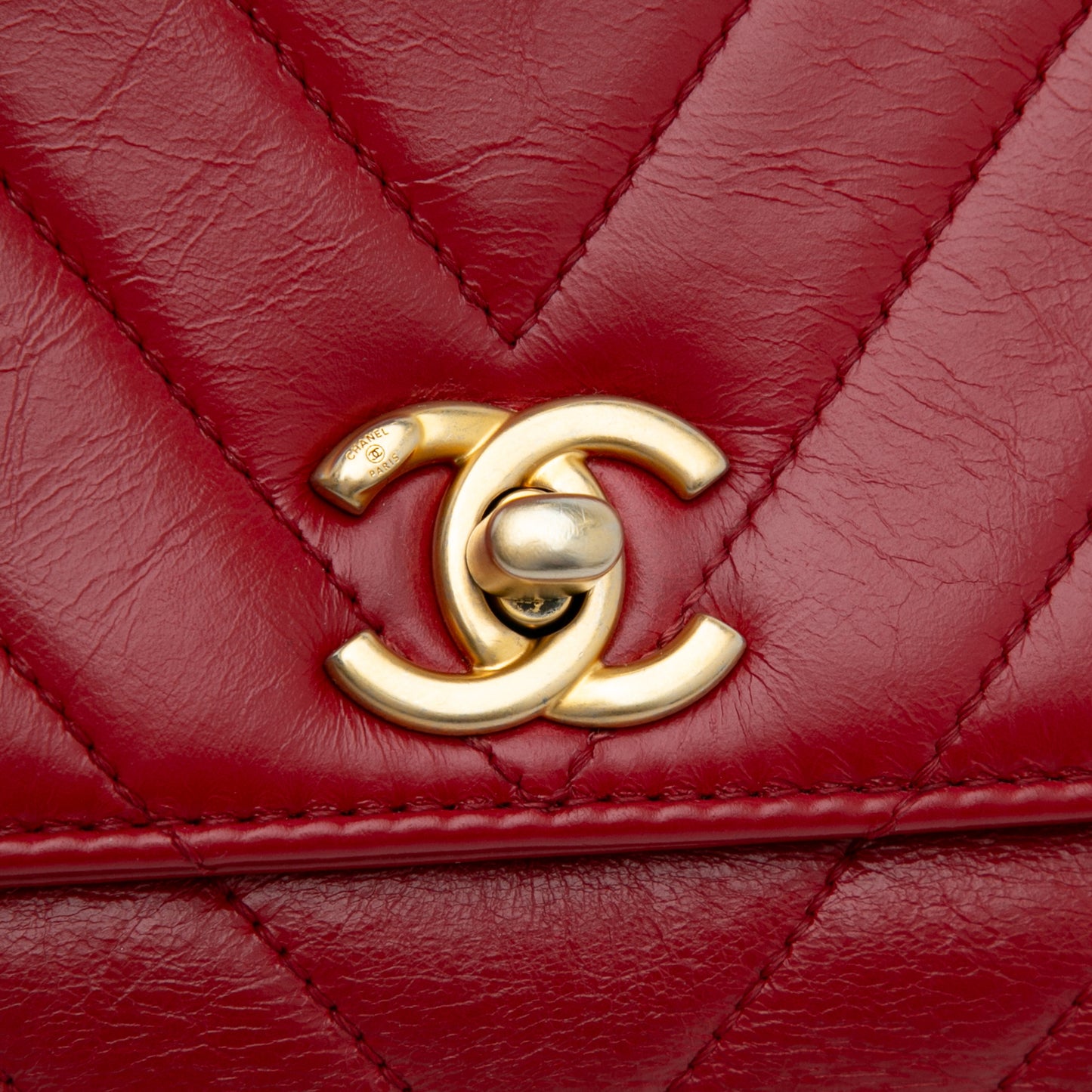 Chanel Small Lambskin Chevron Coco Top Handle Bag