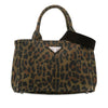 Prada Small Leopard Print Canvas Canapa Satchel
