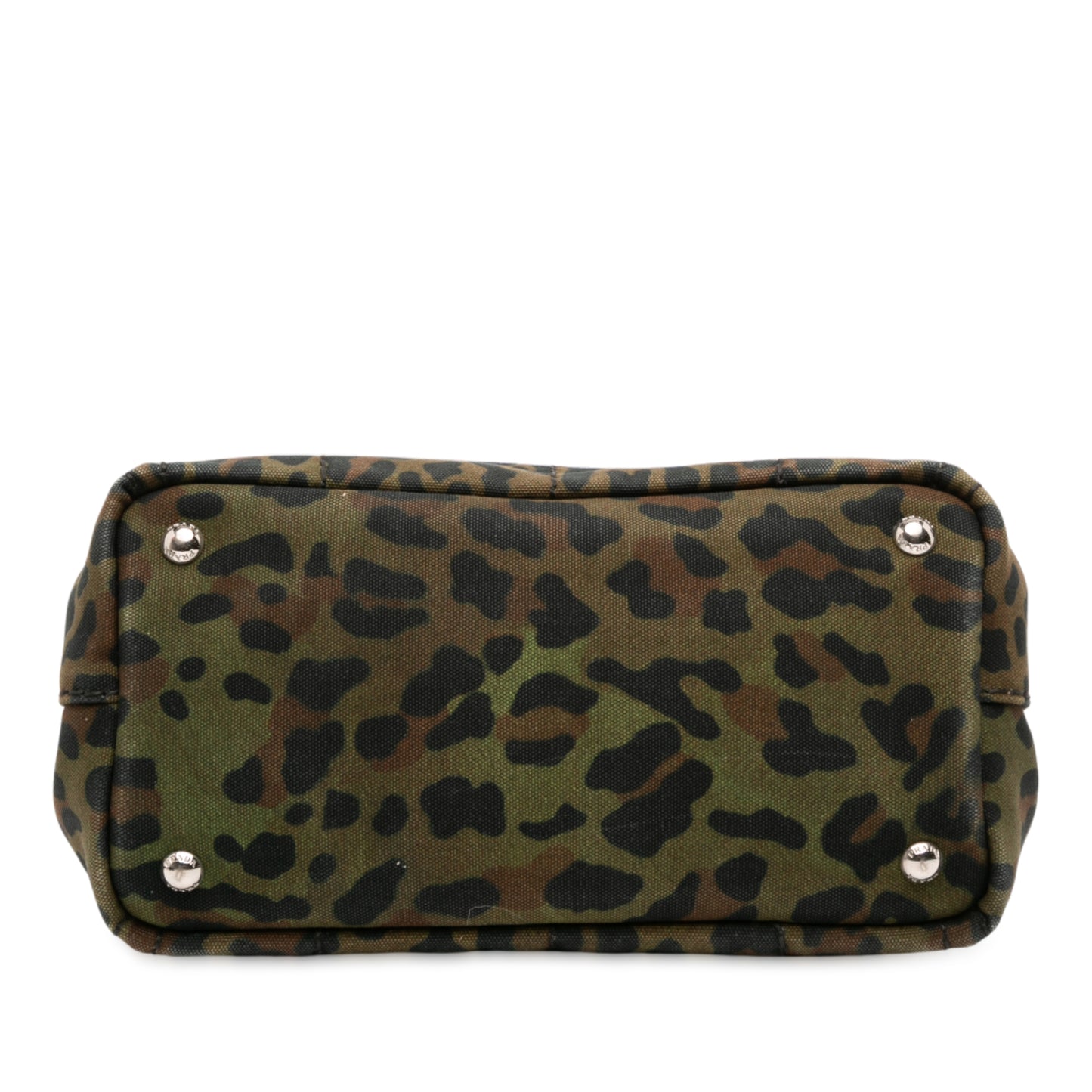 Prada Small Leopard Print Canvas Canapa Satchel