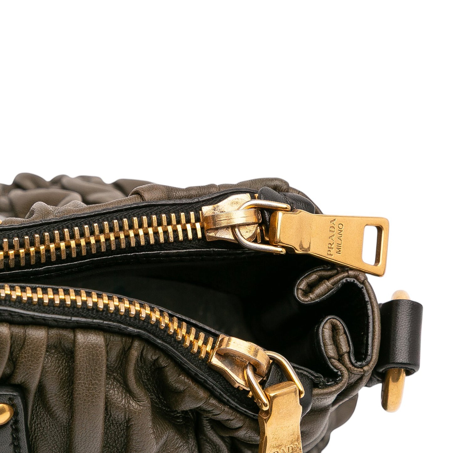 Prada Bicolor Nappa Gaufre Double Zip Satchel