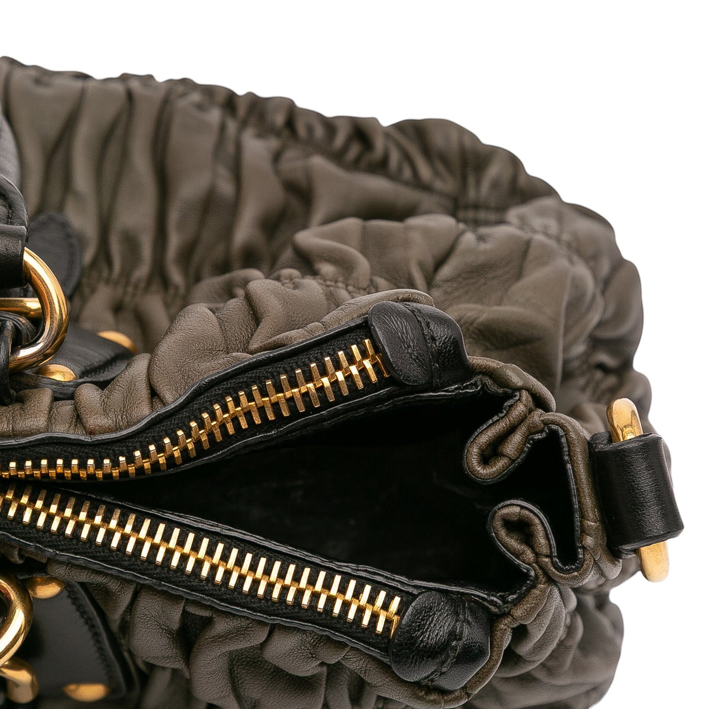 Prada Bicolor Nappa Gaufre Double Zip Satchel