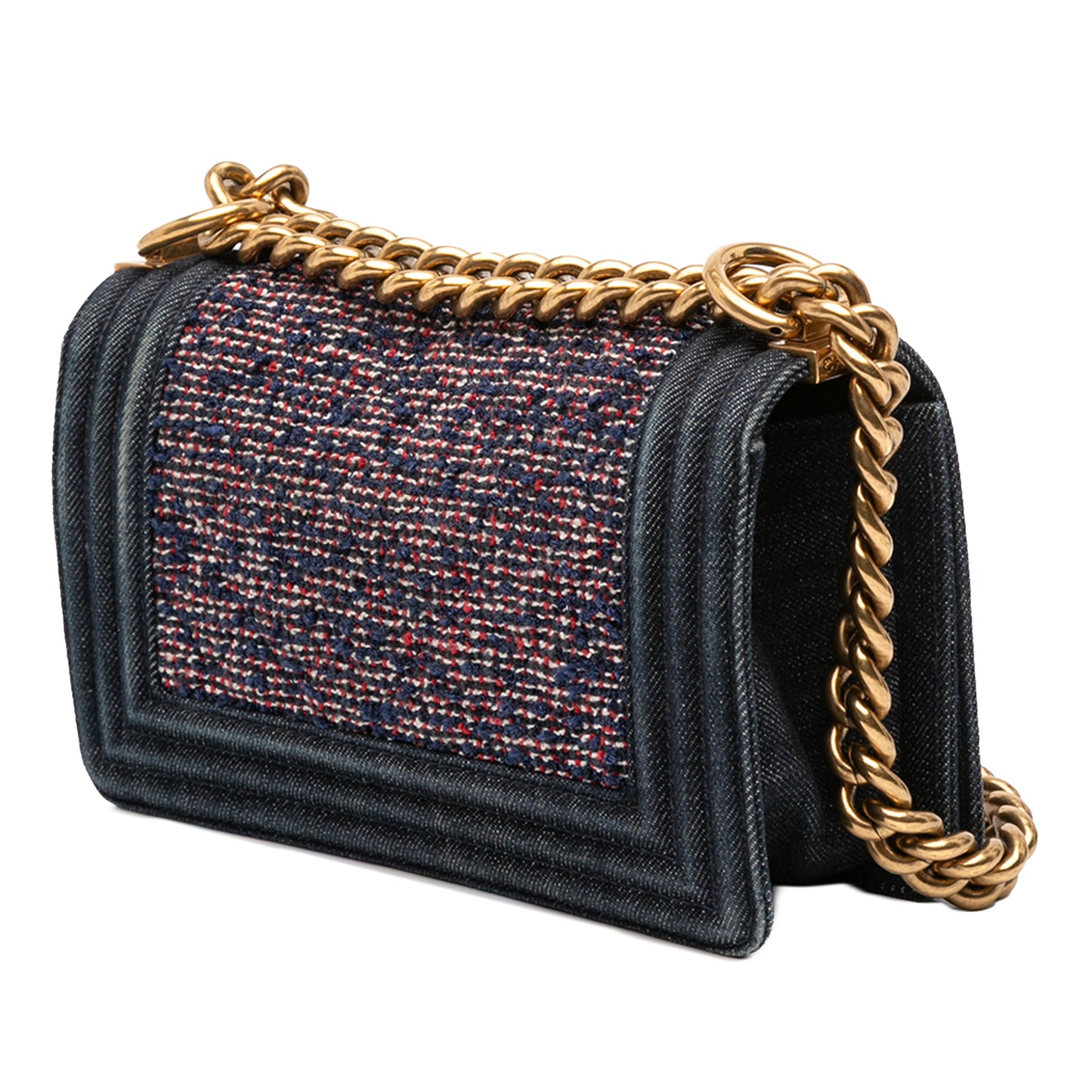 Chanel Small Quilted Denim and Tweed Boy Flap