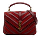 YSL Medium Calfskin and Suede Chevron Monogram College Satchel