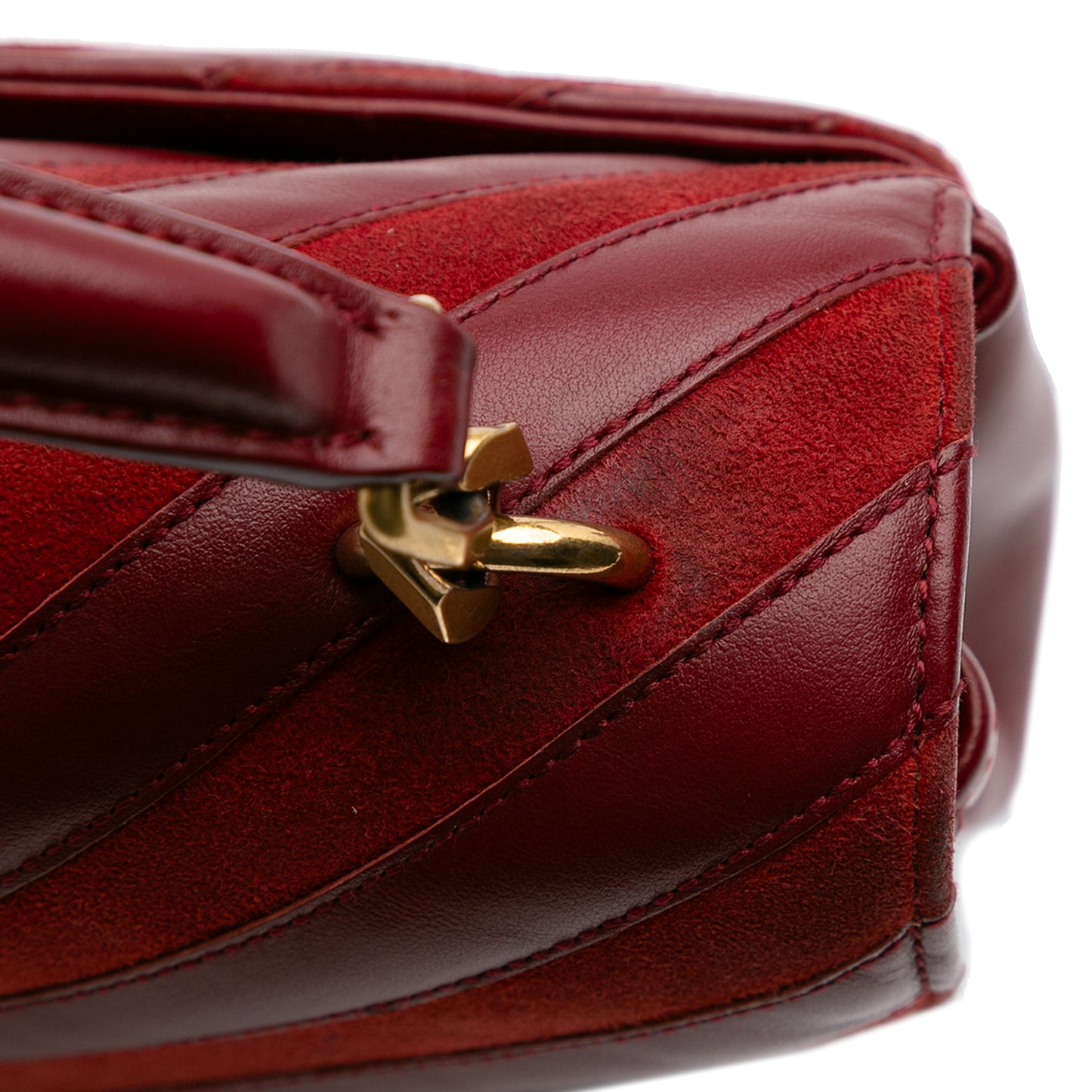 YSL Medium Calfskin and Suede Chevron Monogram College Satchel