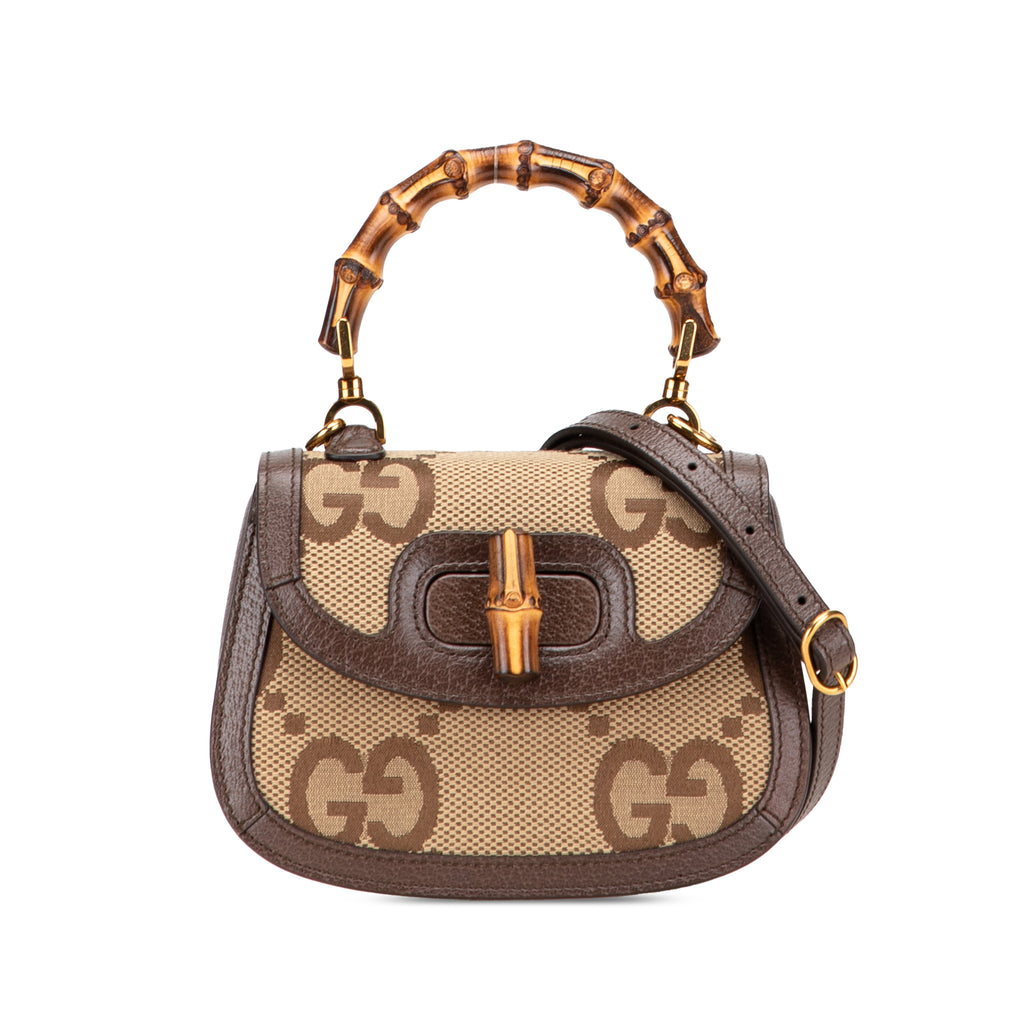 Gucci Mini Jumbo GG Canvas 1947 Bamboo Top Handle Bag