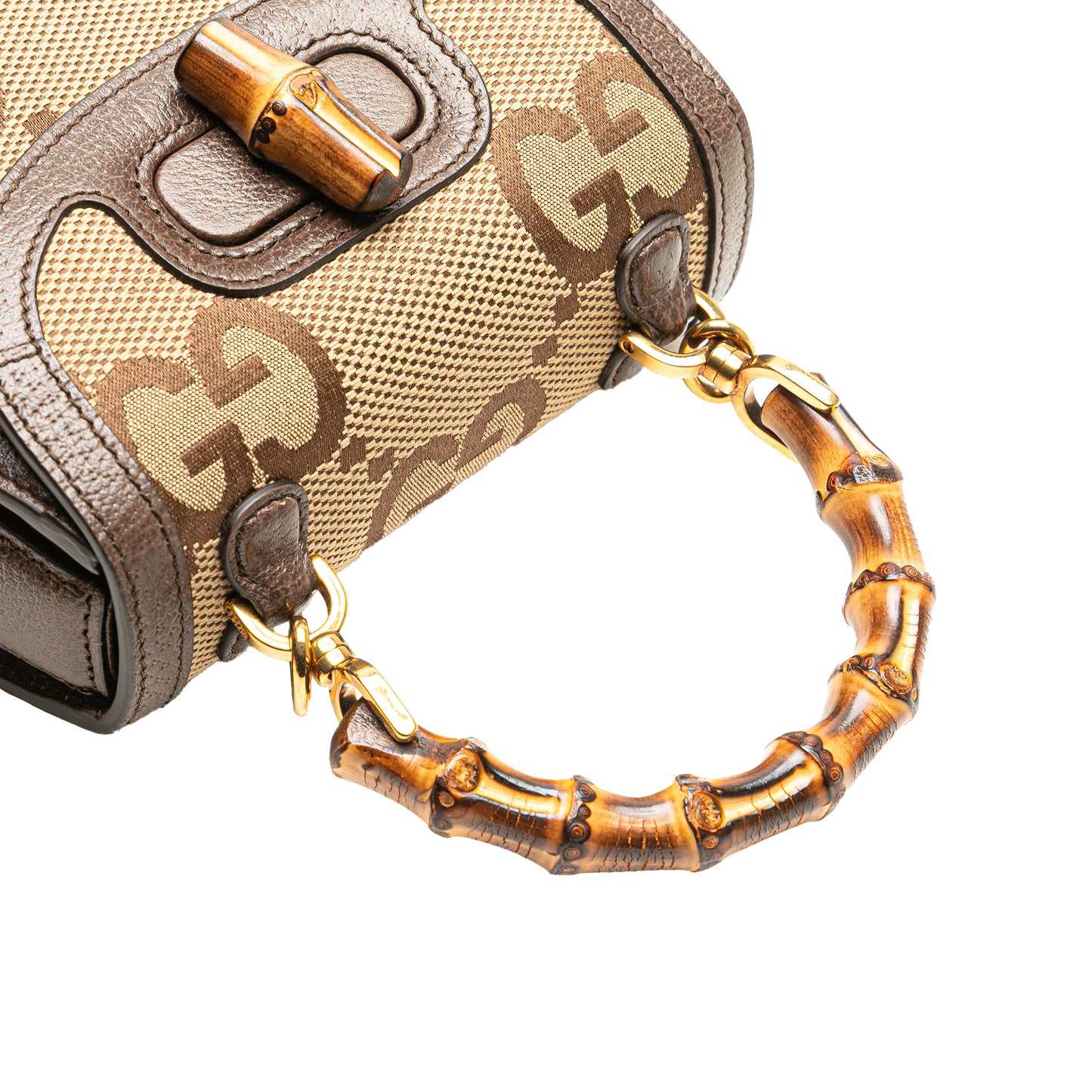 Gucci Mini Jumbo GG Canvas 1947 Bamboo Top Handle Bag
