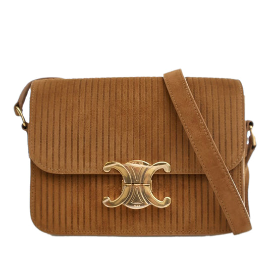 Celine Teen Striped Suede Triomphe Crossbody