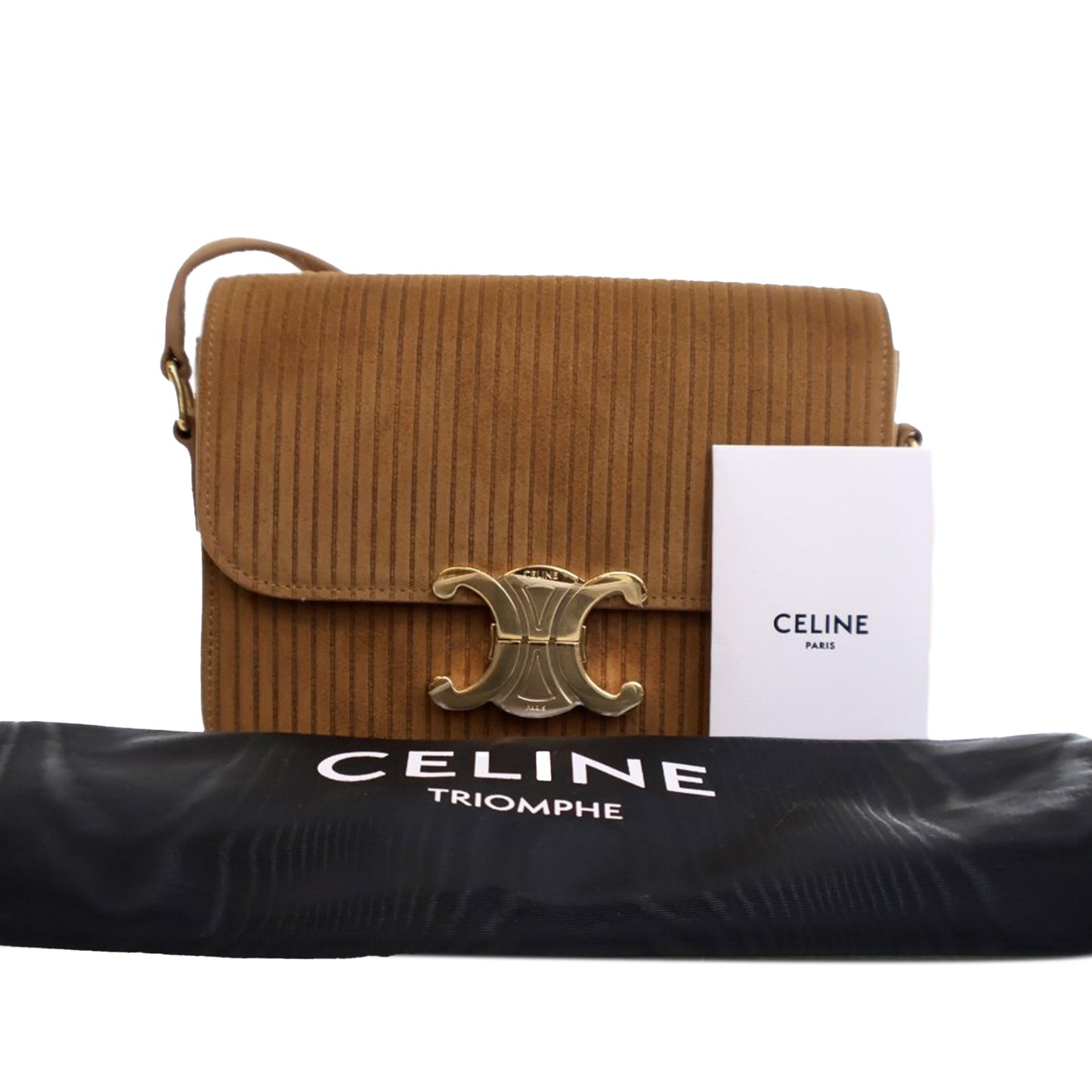 Celine Teen Striped Suede Triomphe Crossbody
