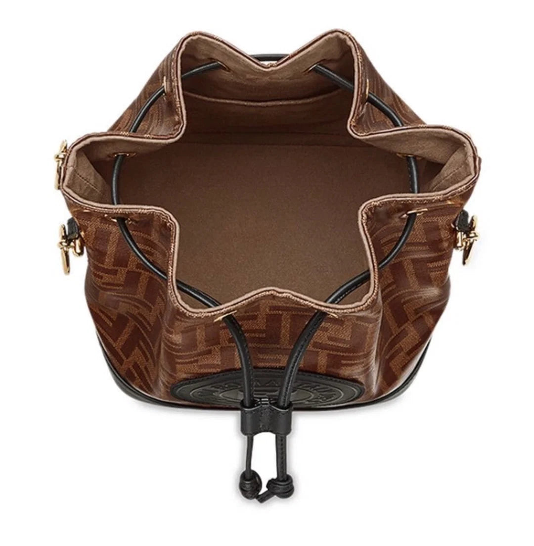 Fendi FF 1974 Glazed Fabric Stamp Patch Mon Tresor Bucket Bag