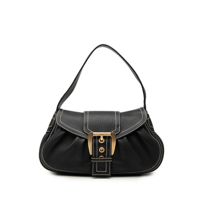 Celine Grained Leather Buckle Shoulder Bag