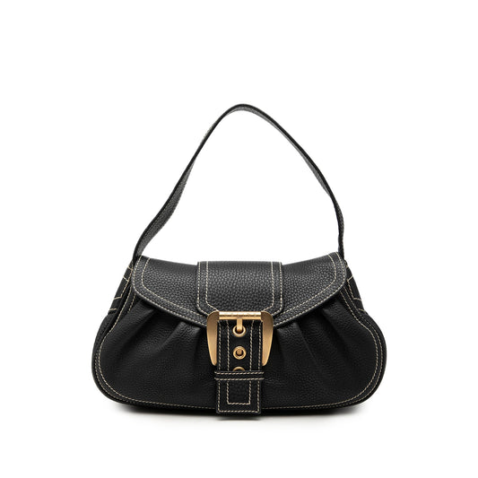 Celine Grained Leather Buckle Shoulder Bag