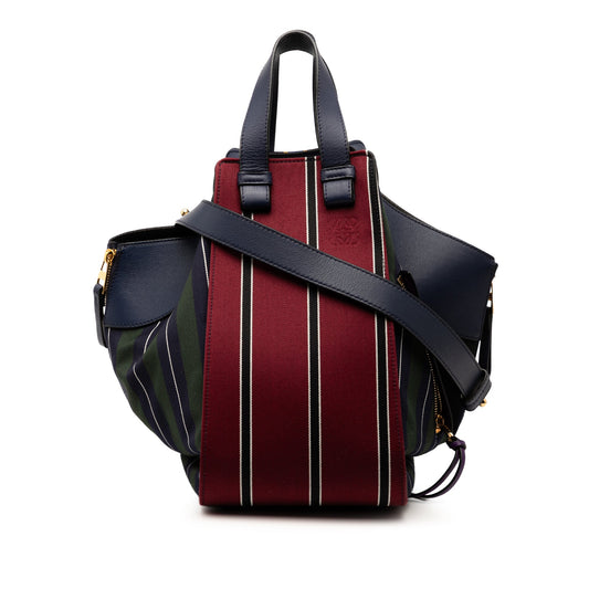 Loewe Medium Stripes Canvas and Leather Hammock Satchel