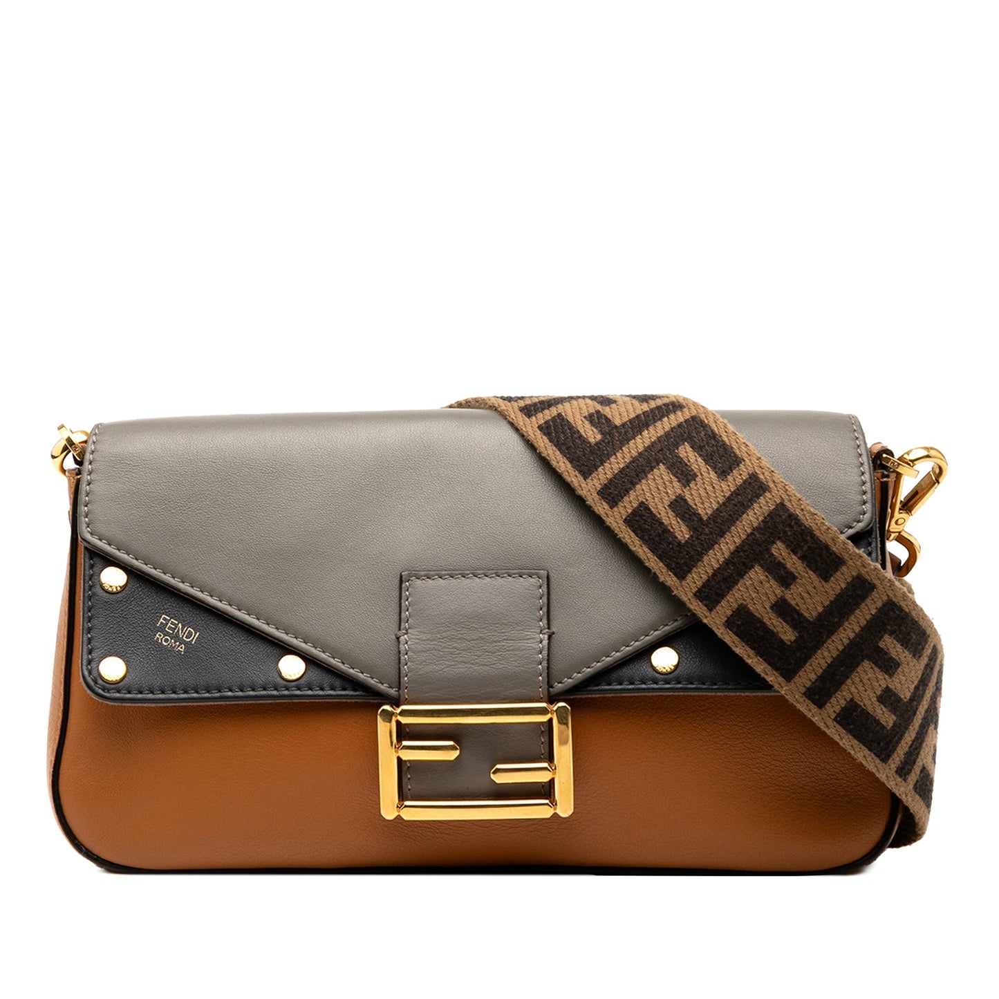 Fendi Vitello Grace FF 1974 Baguette Crossbody