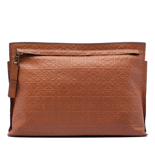 Loewe Embossed Anagram Leather Repeat T Clutch