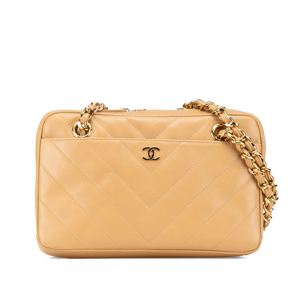 Chanel CC Chevron Quilted Lambskin Chain Shoulder Bag