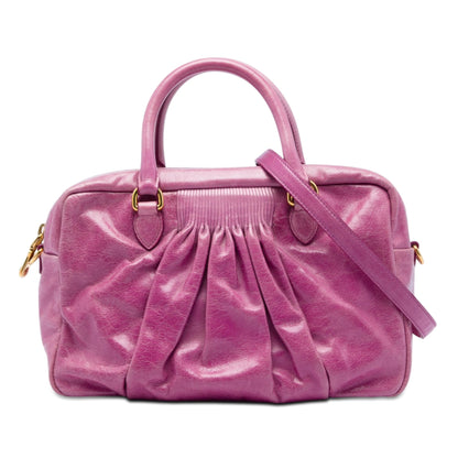 Miu Miu Bolso Satchel Bauletto con Fruncido Vitello Lux