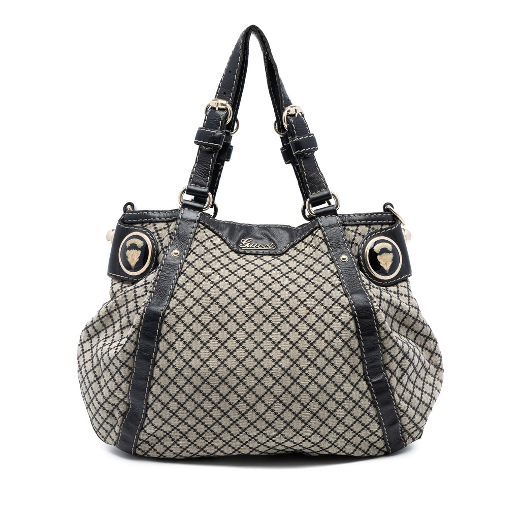 Gucci Diamante Canvas Crest Satchel