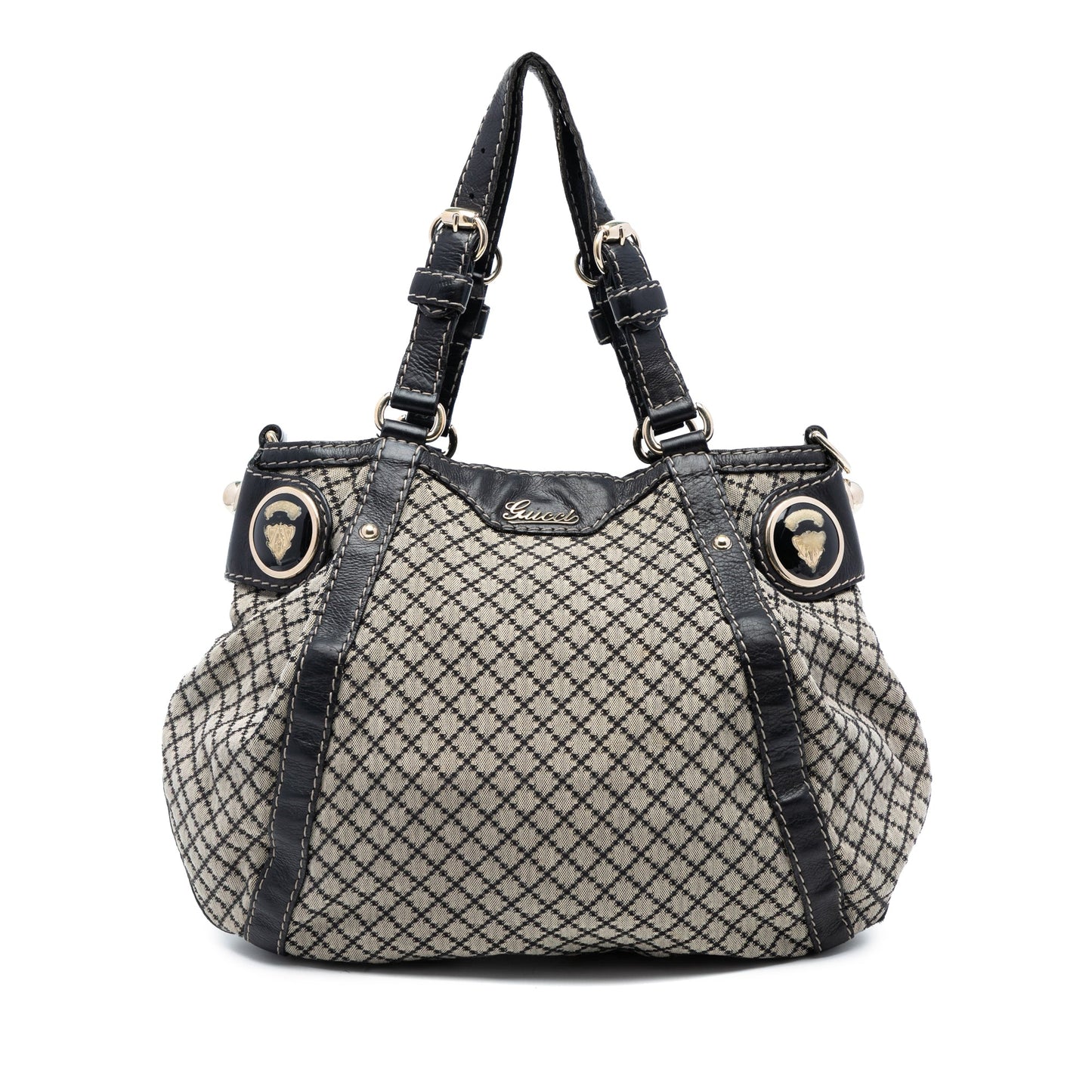 Gucci Diamante Canvas Crest Satchel