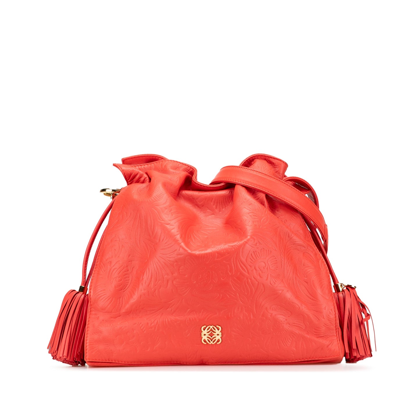 Loewe Embossed Leather Flamenco Tassel Crossbody