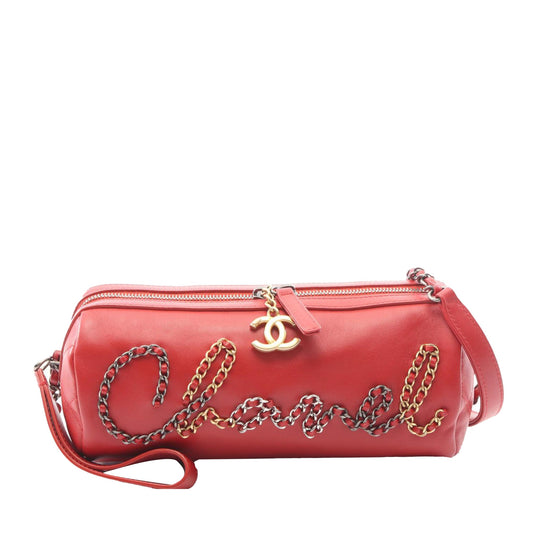 Chanel Calfskin Signature Chain Signe Bowling Bag