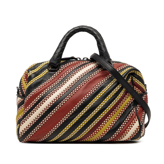 Bottega Veneta Nappa Diagonal Stripe Boston Bag
