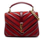 YSL Medium Calfskin and Suede Chevron Monogram College Satchel