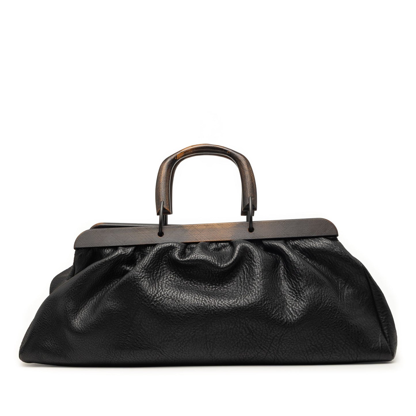 Gucci Calfskin Wood Frame Handbag