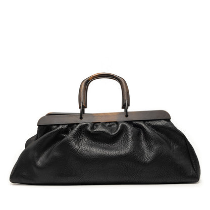 Gucci Calfskin Wood Frame Handbag