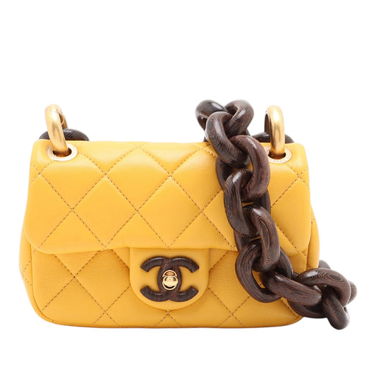 Chanel Mini Square Lambskin Wenge Wood Flap