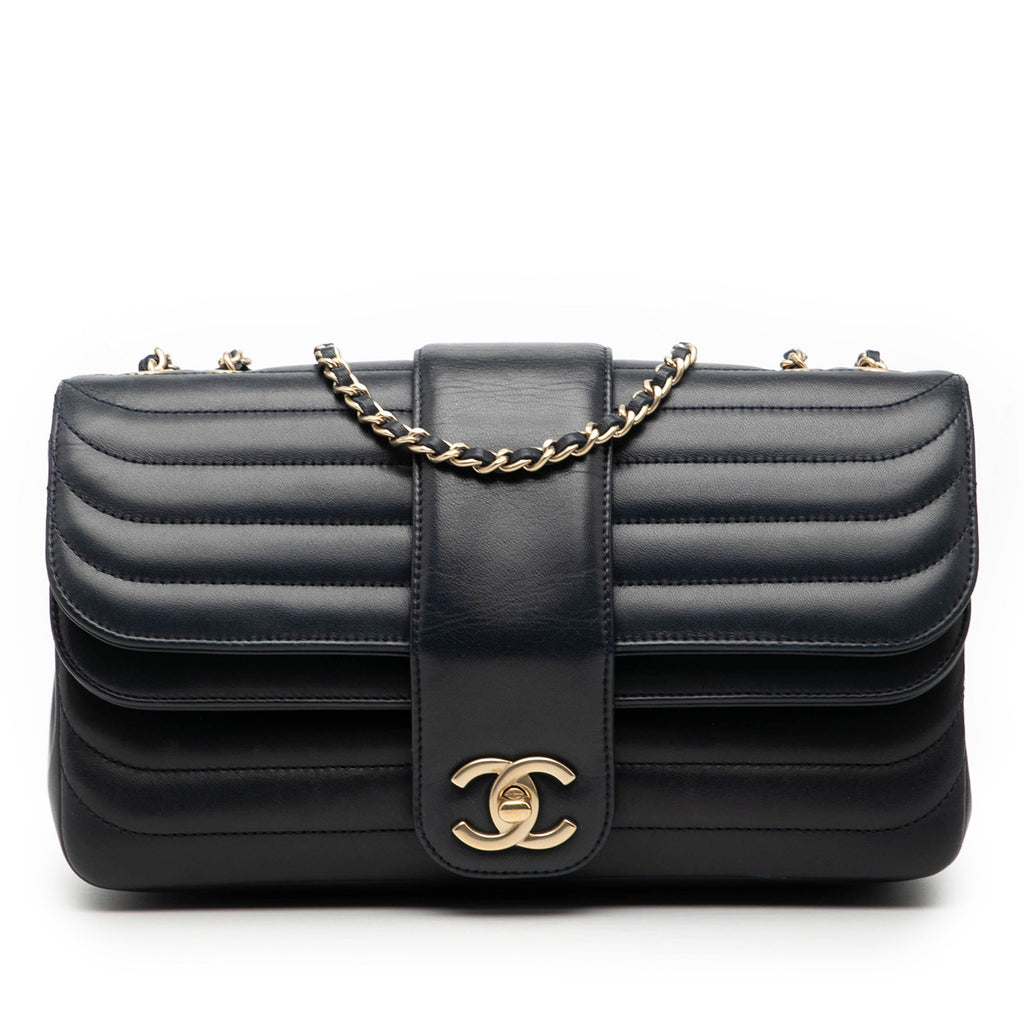 Chanel CC Horizontal Quilted Lambskin Double Flap