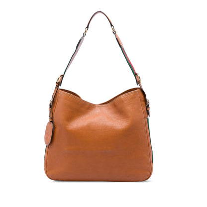 Gucci Medium Pebbled Calfskin Web Heritage Shoulder Bag