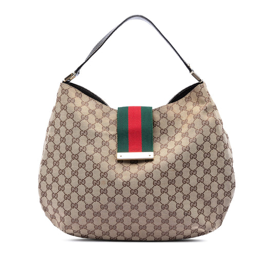 Gucci Large GG Canvas Web New Ladies Hobo