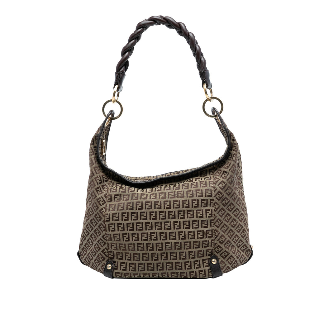 Fendi Zucchino Canvas Braided Hobo