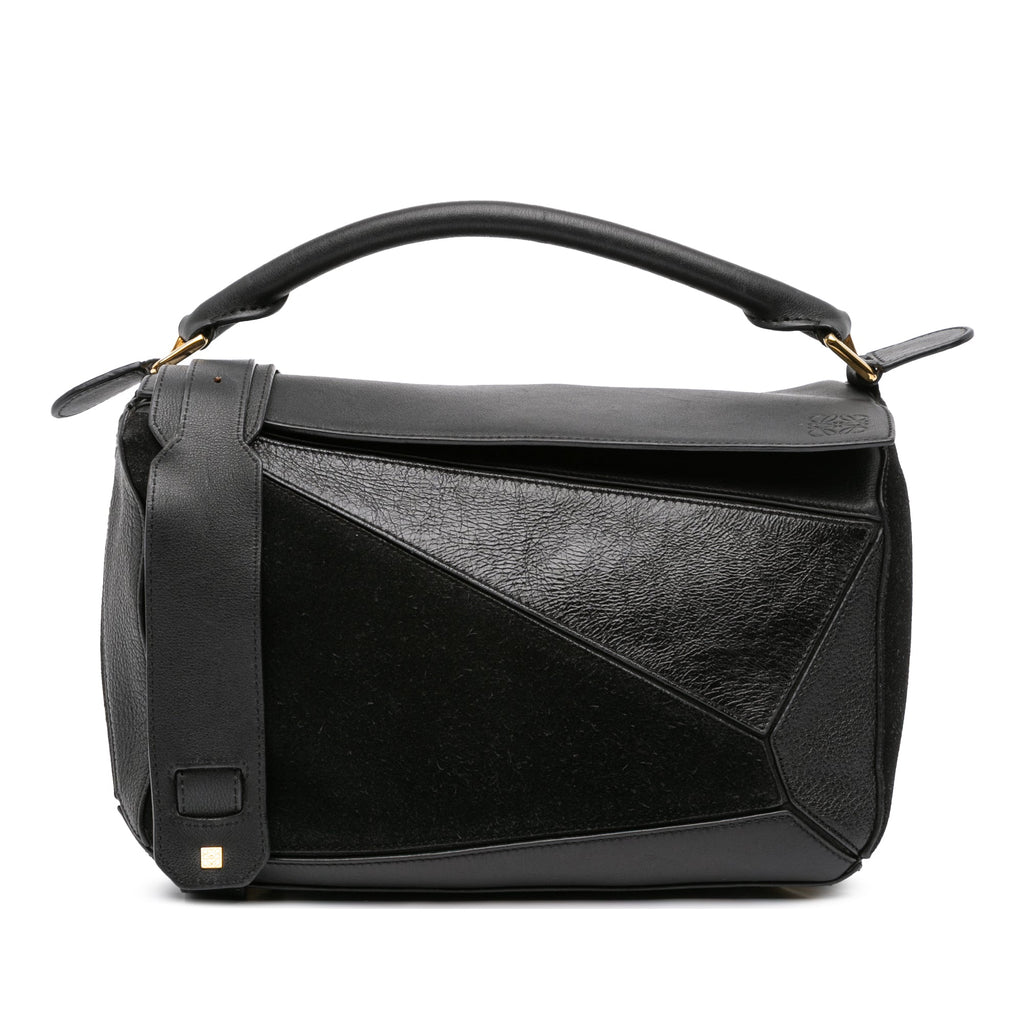 Loewe Medium Calfskin and Suede Puzzle Satchel