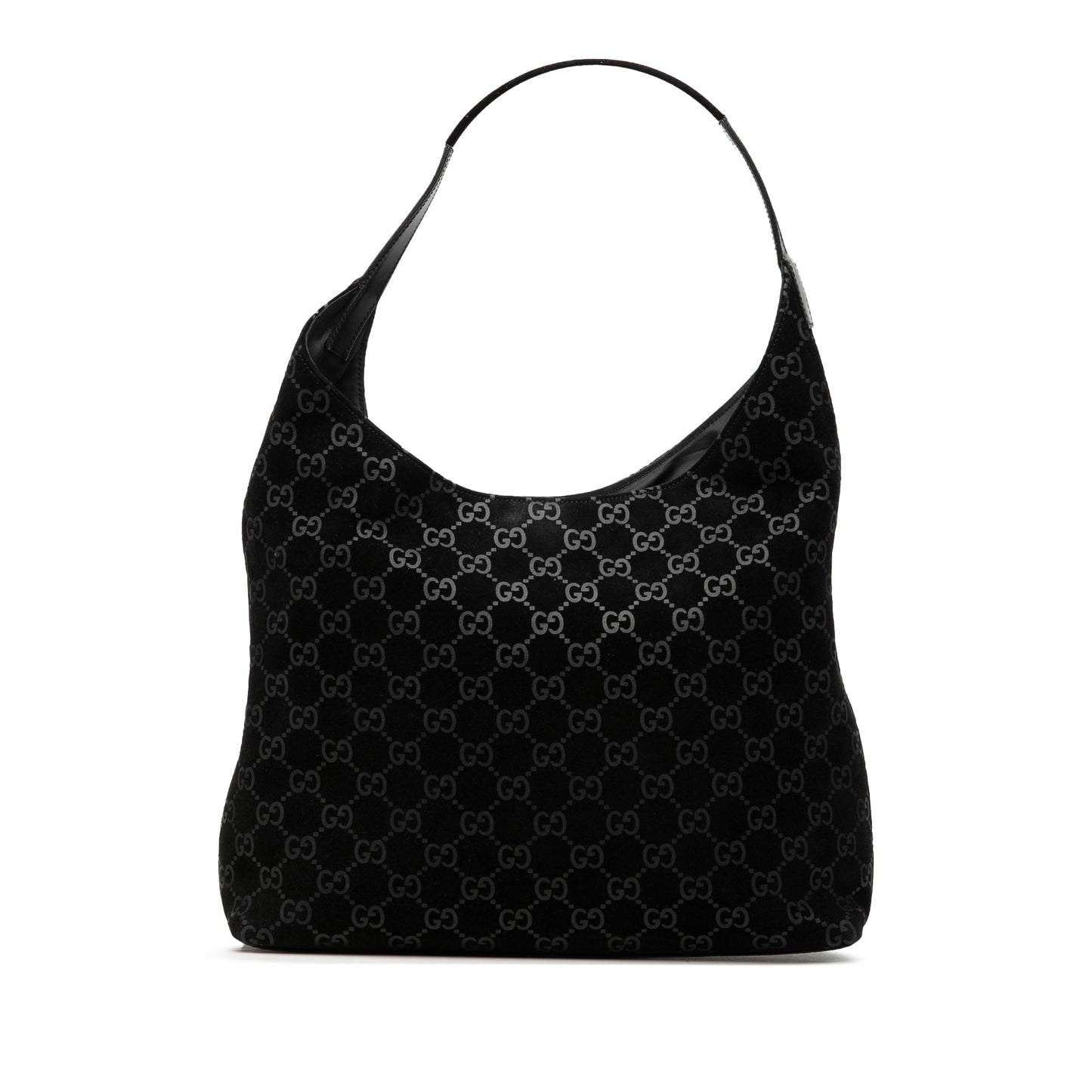 Gucci GG Suede Metal Handle Shoulder Bag