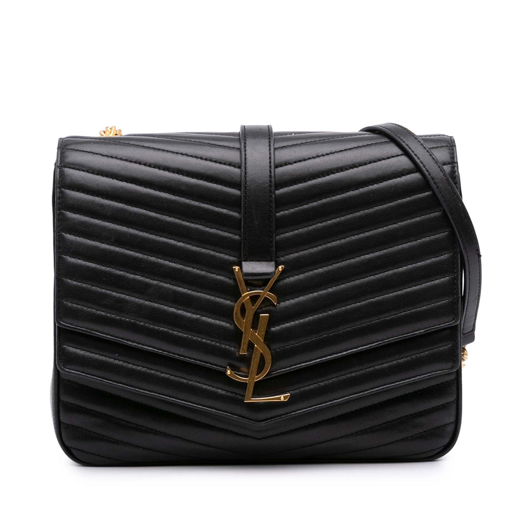 Saint Laurent Medium Chevron Lambskin Monogram Sulpice Bag